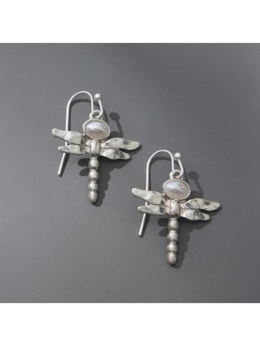 J.Jill Silvertone Dragonfly Earrings